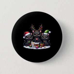 Cute Santa Reindeer Elf Black Cat Christmas Womens 6 Cm Round Badge