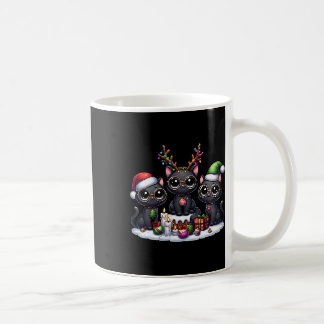 Cute Santa Reindeer Elf Black Cat Christmas Womens Coffee Mug (Right)