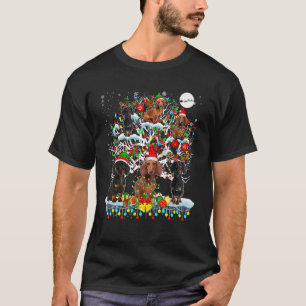 Cute Santa Reindeer Elf Dachshunds On Xmas Tree Or T-Shirt