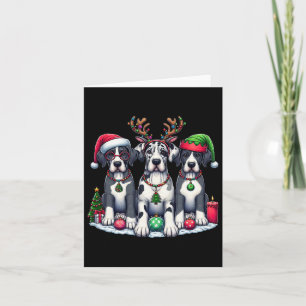 Cute Santa Reindeer Elf Great Dane Christmas Women Card