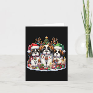 Cute Santa Reindeer Elf Saint Bernard Christmas Wo Card