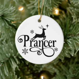 Cute Santa Reindeer Names Prancer Christmas Ceramic Ornament