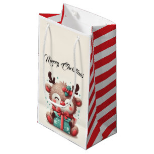 Cute Santa Reindeer Small Gift Bag