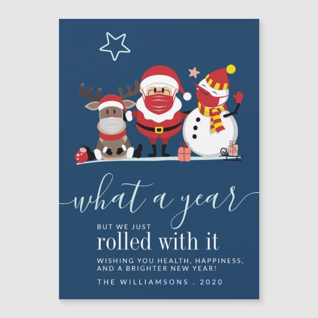 Cute Santa Reindeer Snowman 2020 Christmas Script (Front)