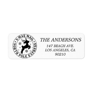 Cute Santa Seal North Pole Approved Label Return Address Label