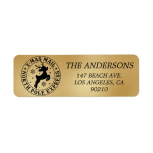 Cute Santa Seal North Pole Approved Label Return Address Label