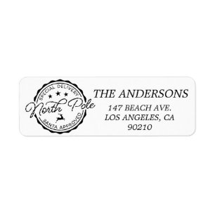 Cute Santa Seal North Pole Approved Return Address Label