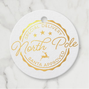 Cute Santa Seal North Pole Favour Tags