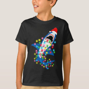 Cute Santa Shark Christmas Lights Boy T-Shirt