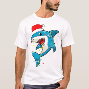 Cute Santa Shark Christmas Lights Men T-Shirt