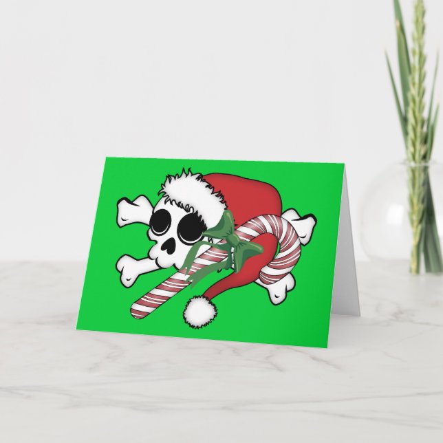 Cute Santa Skull Holiday Card (Front)