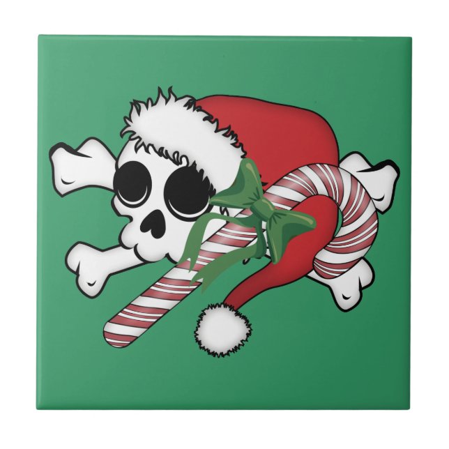 Cute Santa Skull Tile (Front)