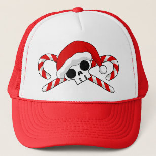 Cute Santa Skull with Candy Canes Trucker Hat
