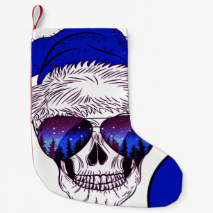 Cute Santa Skull with sunglass Small Christmas Stocking