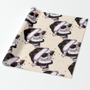 Cute Santa Skull with sunglass Wrapping Paper