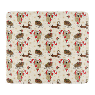 Cute Santa Sloth Happy Holidays Cutting Board