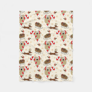 Cute Santa Sloth Happy Holidays Fleece Blanket