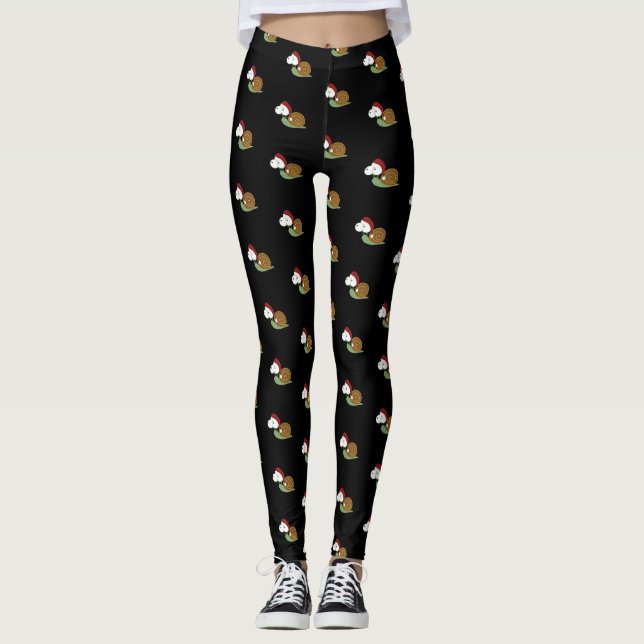 Cute Santa Snail Leggings (Front)