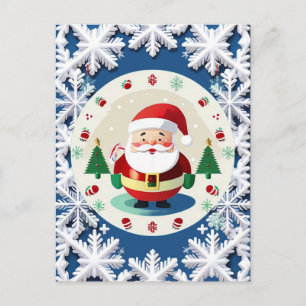 🎅 Cute Santa Snowflake Festive Christmas Winter Postcard