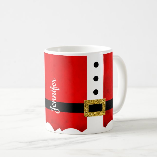 Cute Santa Suit Personalised Christmas Mug (Front Right)