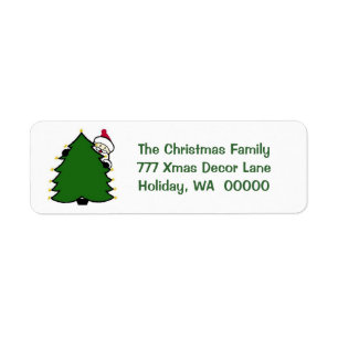 Cute Santa Tree Merry Christmas Card Sticker
