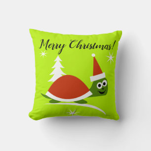 Cute Santa Turtle Merry Christmas Cushion