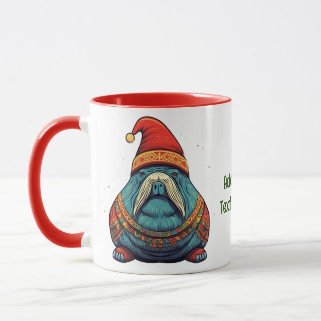 Cute Santa Walrus Christmas Gifts  Walrus Lover Mug (Left)