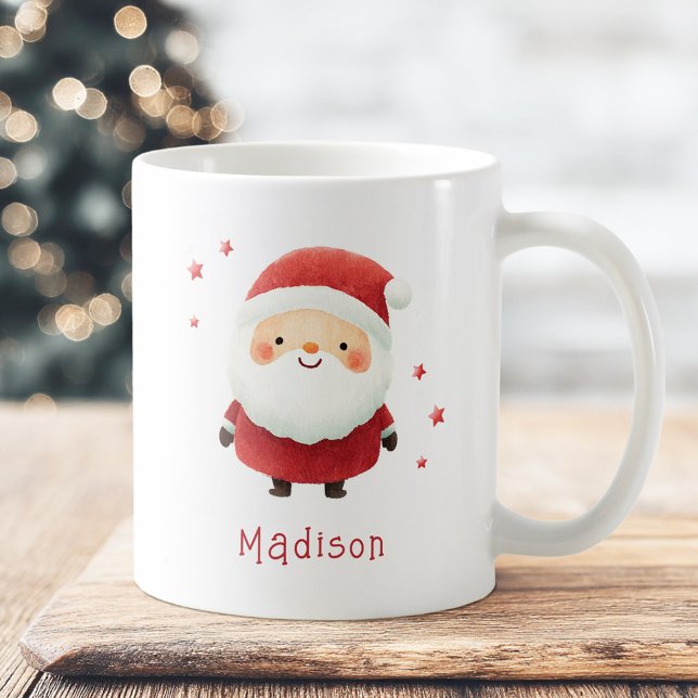 Cute Santa watercolor illustration custom name Coffee Mug (Cute Santa watercolor illustration custom name Coffee Mug)