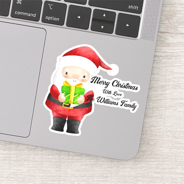 Cute Santa with Gift Vinyl cut sticker (Detail)