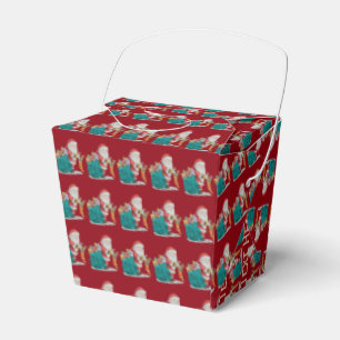 cute santa with gifts and toys in sack christmas favour box