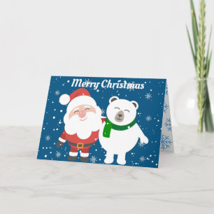 Cute Santa with Polar Bear. Card