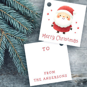 Cute Santa with stars Merry Christmas gift or Favour Tags