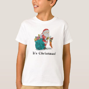cute santa with toys christmas kids t-shirt