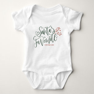 Cute Santa's Favorite Christmas Lettering Baby Bodysuit