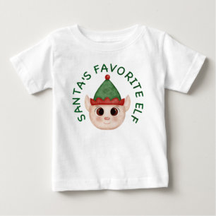 Cute Santa's Favourite Elf Christmas Baby T-shirt
