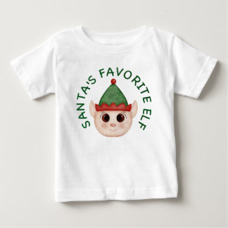 Cute Santa's Favourite Elf Christmas Baby T-shirt