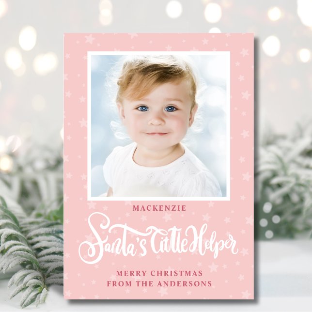 Cute Santa's Helper Little Girl Christmas Photo Holiday Card (Creator Uploaded)