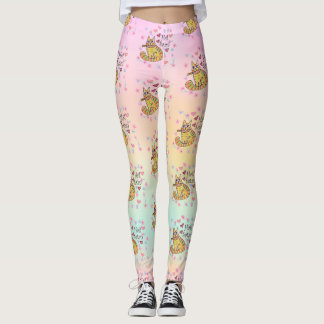 Cute sarcastic cartoon kitty hail Satan Leggings