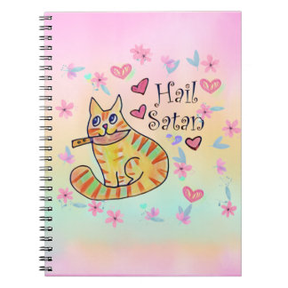 Cute sarcastic cartoon kitty hail Satan Notebook
