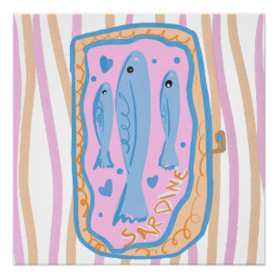 Cute Sardine Art Poster