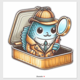 Cute Sardine Detective Vinyl Sticker