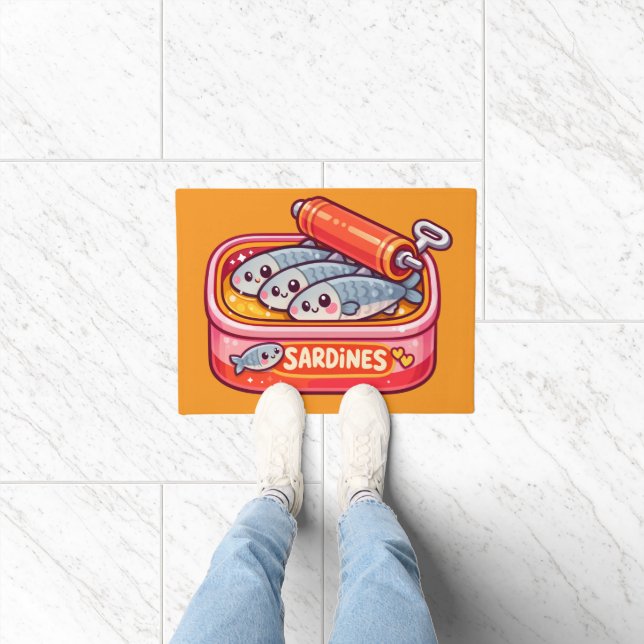 Cute Sardines Can Pink Orange Doormat (Indoor)