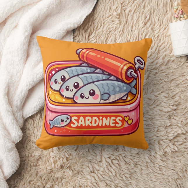 Cute Sardines Fish Cartoon Cushion (Blanket)