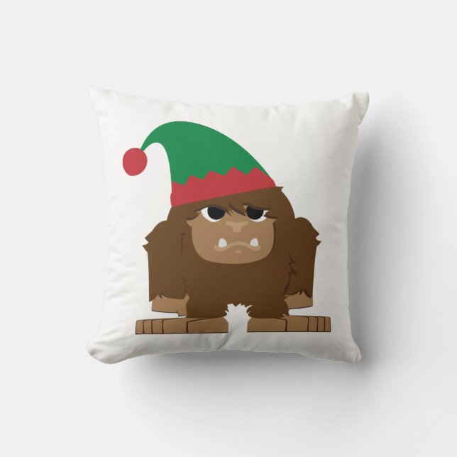 Cute Sasquatch Christmas Elf Cushion (Front)
