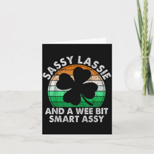 Cute sassy lassie irish shamrock funny st patricks card