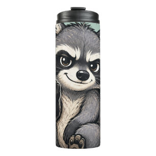 Cute Sassy Racoon Showing Attitude Thermal Tumbler