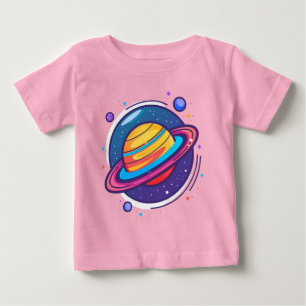 Cute Saturn Planet Baby T-Shirt – Colourful Space