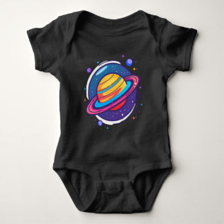 Cute Saturn Planet Baby T-Shirt – Colourful Space Bodysuit