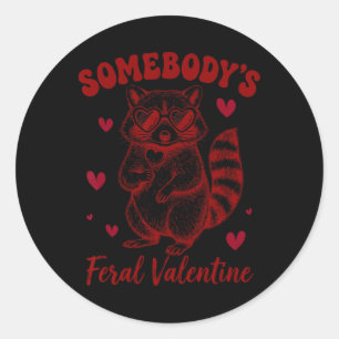 Cute Savage Valentine Raccoon Classic Round Sticker