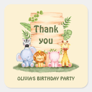 Cute savannah animals kids birthday stickers 